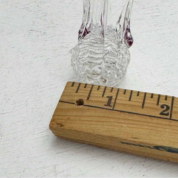 Hand Blown Lamp-open Work Art Glass Miniature Swan Figurine Clear Purple Vintage - Picture 14 of 14